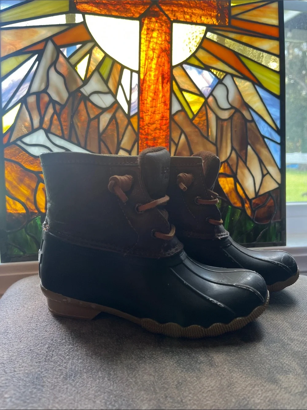 Sperry Kids Black & Brown Lace-Up Duck Boots